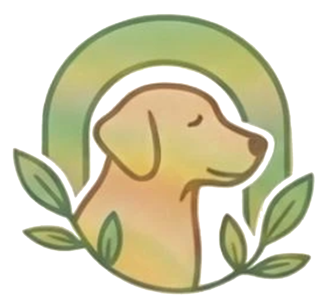 Logotipo de La Pasarela Canina: un labrador rodeado de hojas