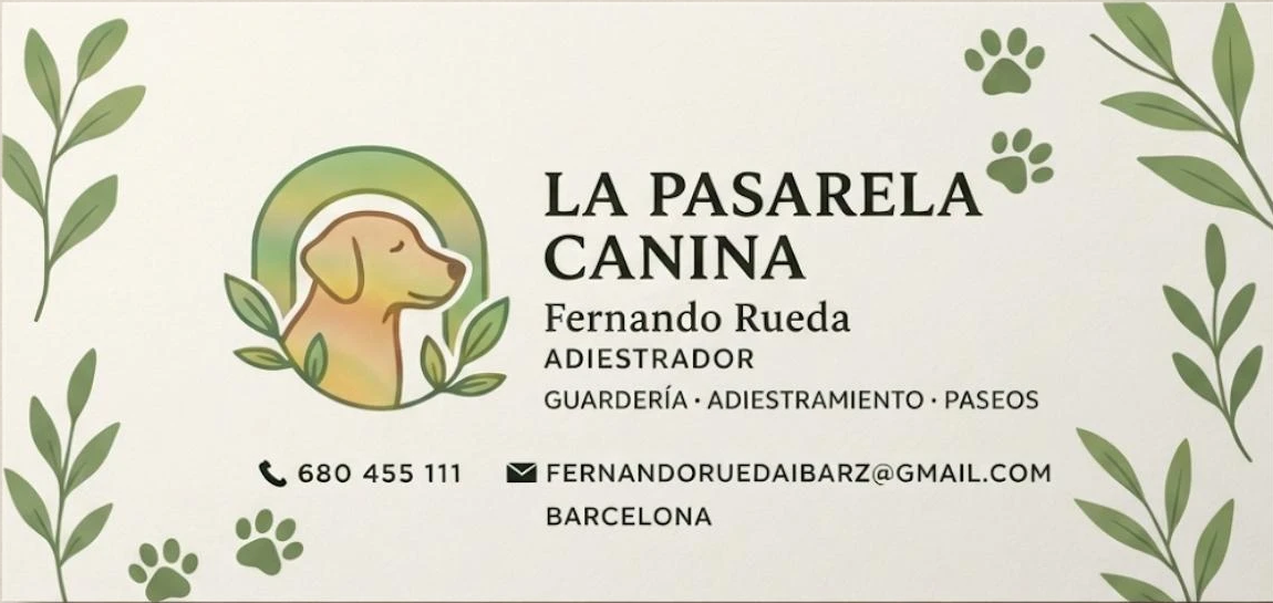 Tarjeta de visita de La Pasarela Canina, anverso